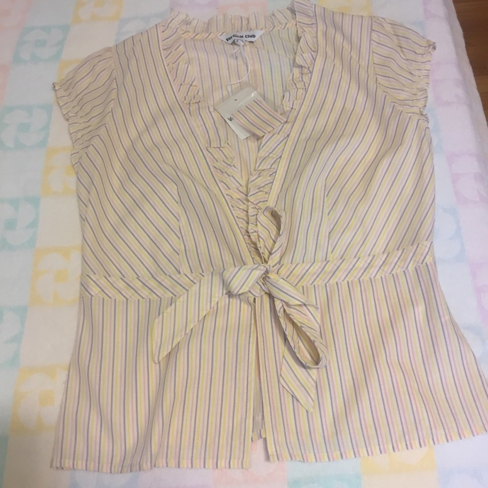 Vertical Club multicolor tie blouse